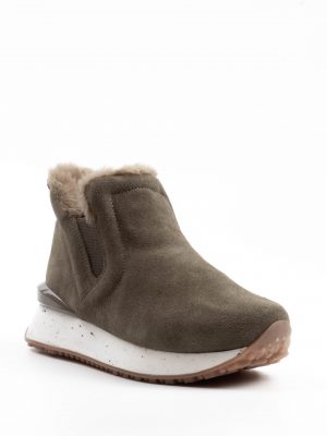 JUNDAL BOOT WITH FUR KHAKI SUEDE