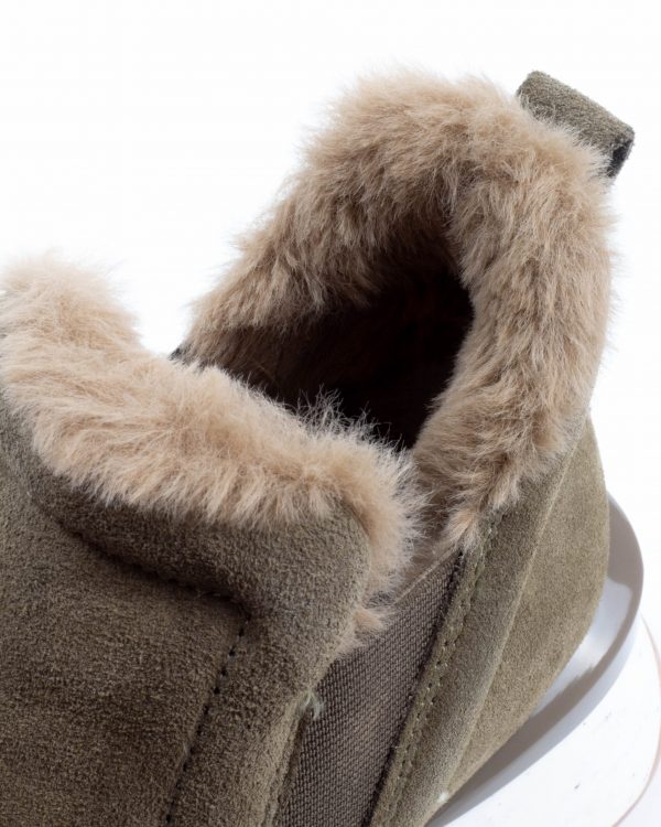 JUNDAL BOOT WITH FUR KHAKI SUEDE