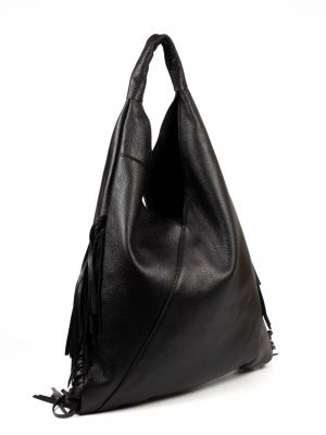 Leather bag with fringes