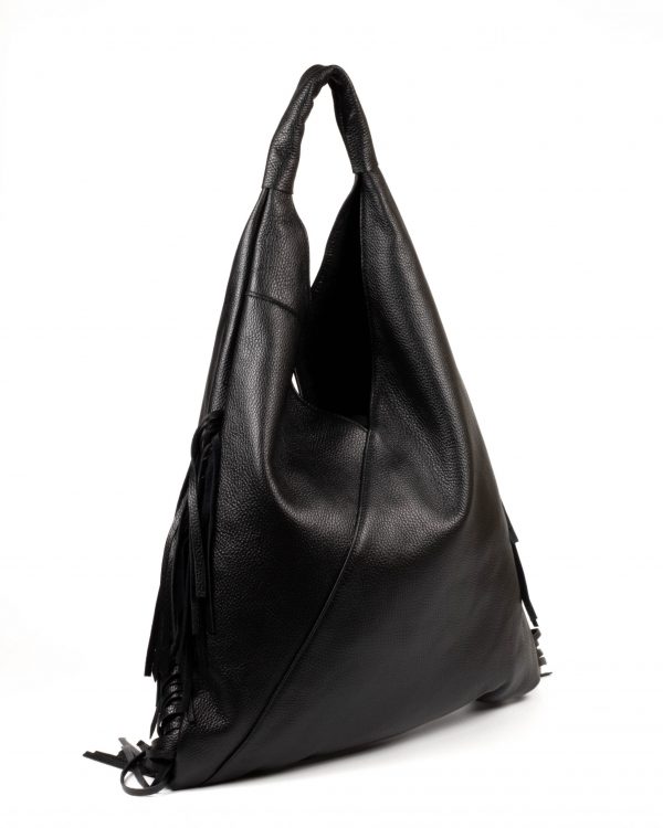 Leather bag with fringes